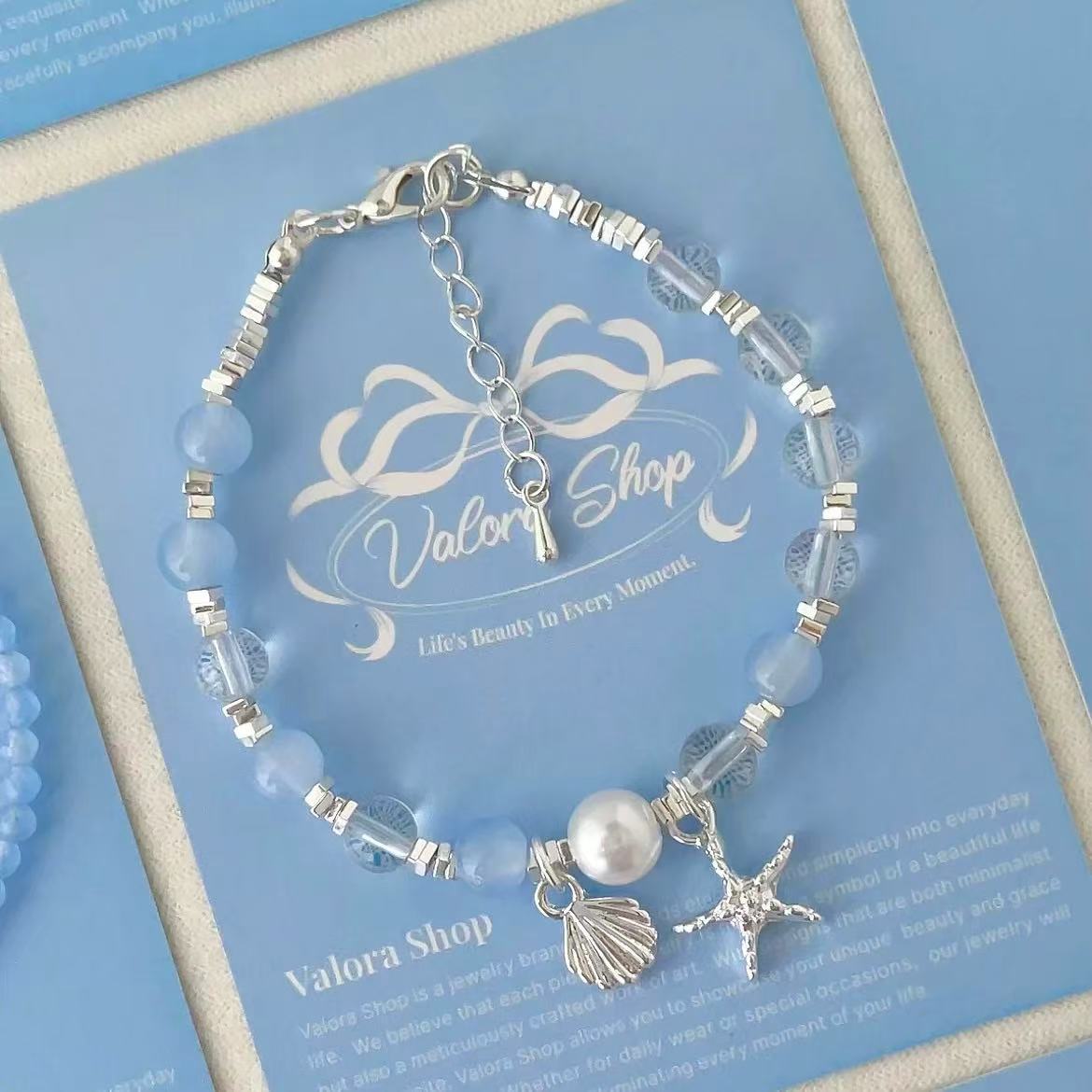 Pulsera de cristal optimizada de piedra biliar negra de aguamarina pulsera fresca, dulce y sencilla de todo fósforo