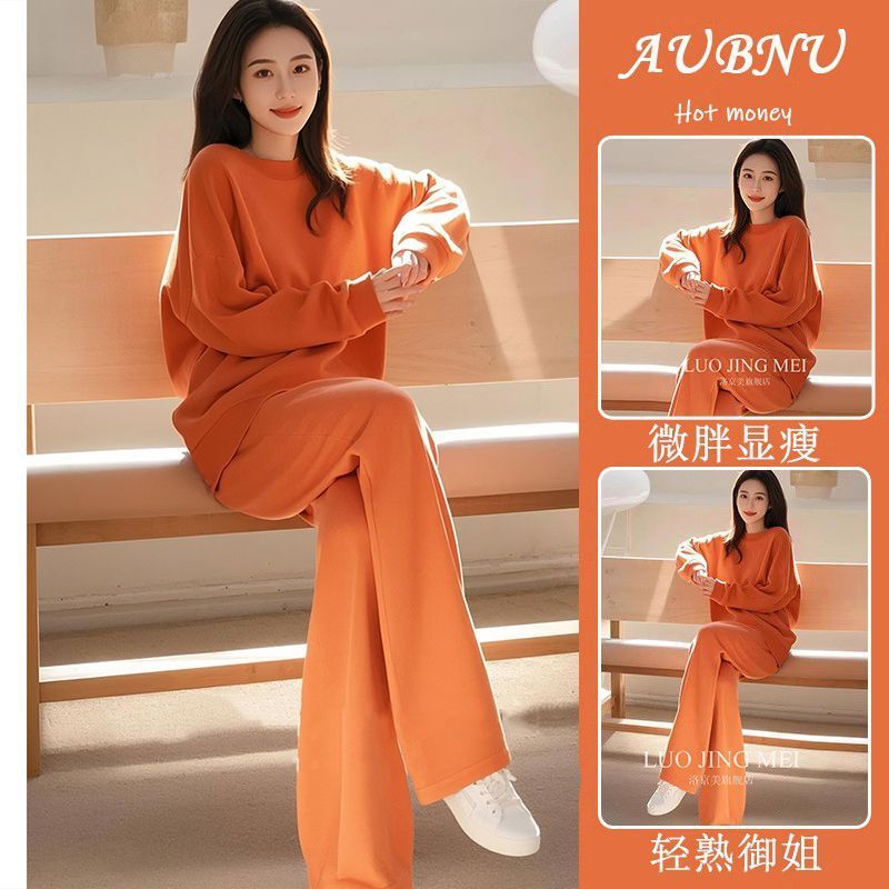 欧洲站跨境外贸高级感衣服女套装穿搭早秋休闲卫衣直筒长裤两件套|undefined