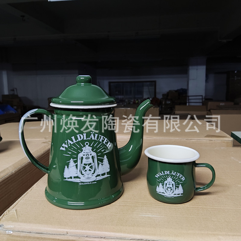 加厚搪瓷1.5L户外露营可烧水茶壶煮奶咖啡壶家用餐厅电磁炉煤气