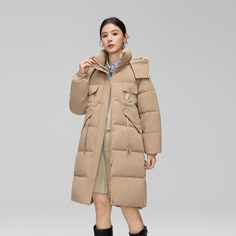 女性のためのミドル丈の綿の服 2025 冬の新しいファッション膝上綿のジャケット緩い厚いフード付き綿のジャケット|undefined