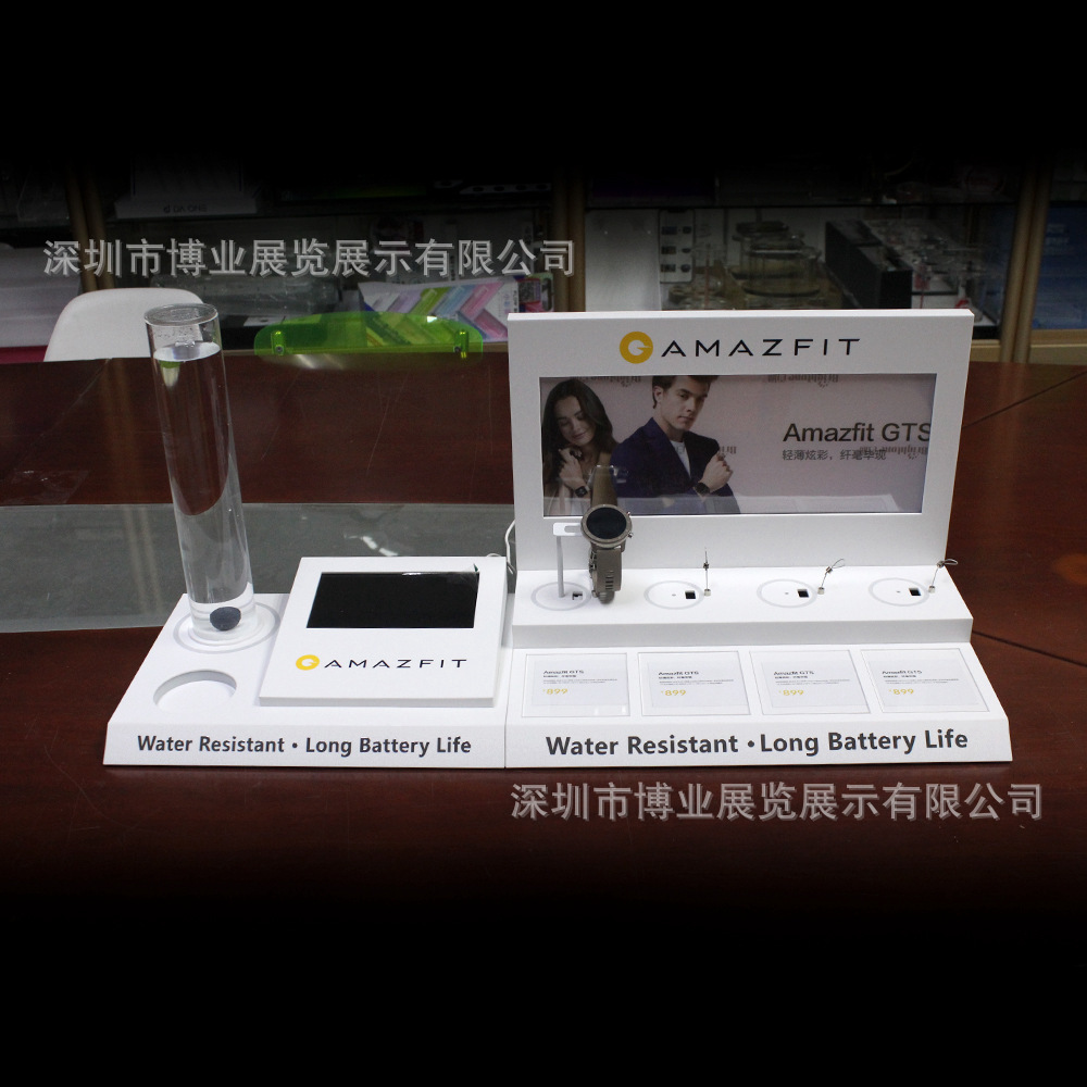 手表陈列架亚克力防水手表测试演示台 发光视频智能手环道具生产