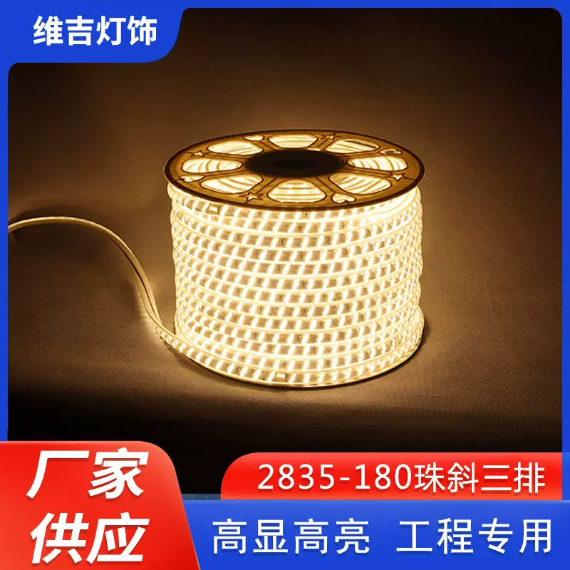 2835高压led灯带户外防水220V180珠斜排双排线条灯防水户外灯带