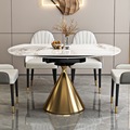 岩板餐桌椅现代简约家用小户型北欧伸缩折叠高端轻奢旋转可变圆桌