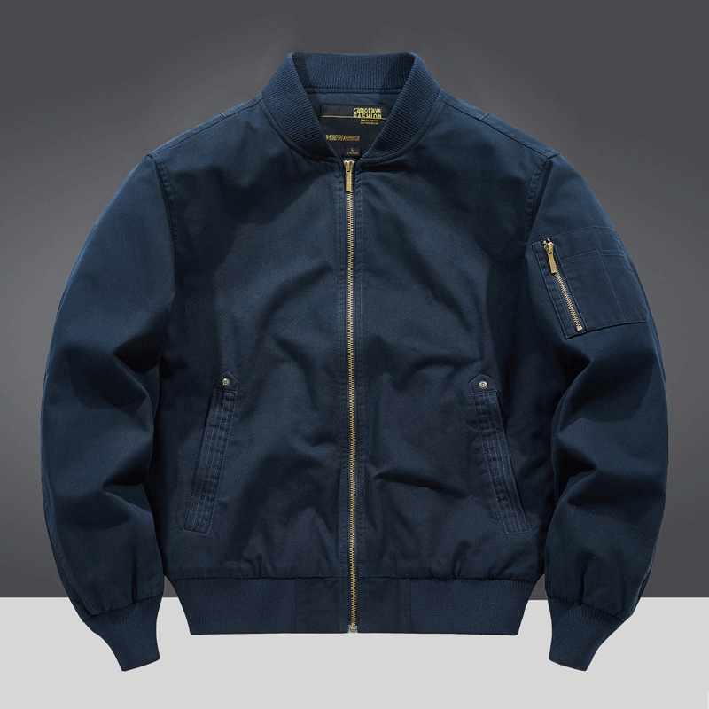 Men's Clothing 2024 new pure cotton pilot jacket men's spring and autumn loose large size men's baseball uniform workwear jacket thin_voghion.com