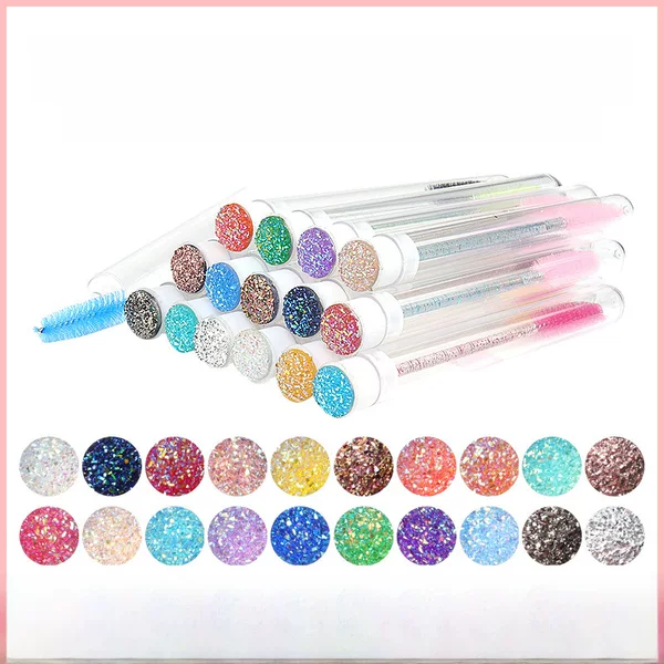 Eyelash Brush with Diamond Tube, Disposable Crystal Rod Eyelash Brush, Eyebrow Comb, Portable Makeup Eyelash Brush