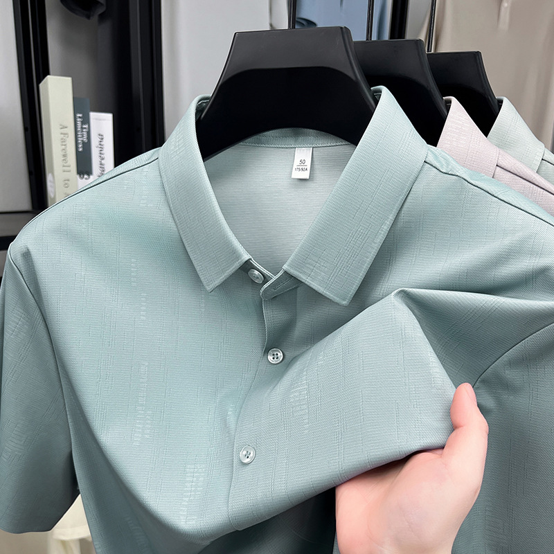 Camisas de manga corta de hombre verano nuevo frío algodón chaqueta de lino de mediana edad de negocios casual sin marca con solapa camisa de media manga