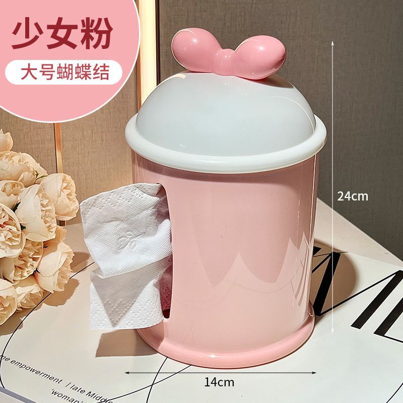 リボン付きのかわいいペーパータオル収納ボックスの装飾品、ホームリビングルーム用の高級ロールペーパーボックス、高価値のナプキンペーパーボックス|undefined