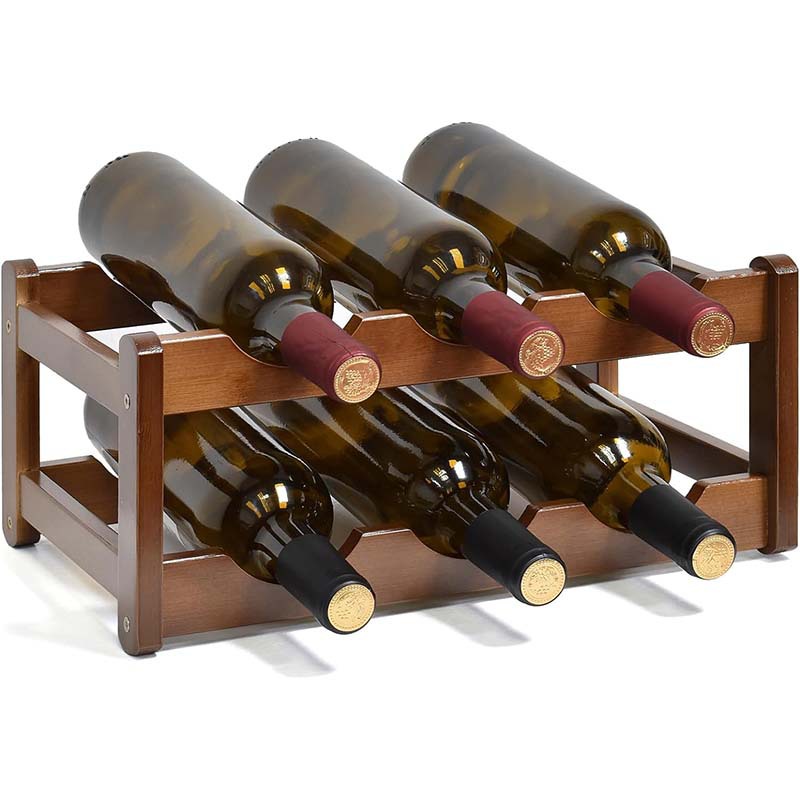 Wooden family kitchen wine rack 2-layer countertop wine cabinet independent wine bottle storage rack red wine storage rack