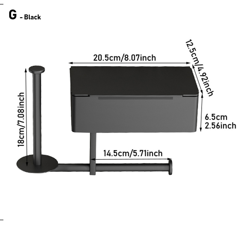 Transfronterizo Amazon caja de pañuelos de acero inoxidable negro titular de teléfono móvil baño Baño montado en la pared titular de rollo de tejido