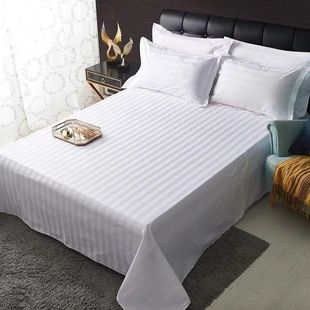 [hotel quilt cover clearance] apartment hotel bedding quilt cover white satin strip quilt cover pillowcase homestay quilt cover