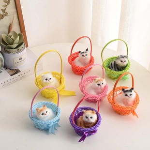 Simulated Cat Basket That Can Call Cats, Home Ornaments, Birthday Gifts, Simulated Animal Dolls with Baskets, Manufacturer Basket Cats