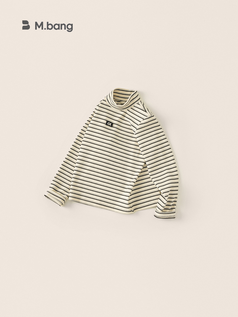 Yubao ropa infantil de cuello medio alto a rayas camisetas de manga larga para niños ropa de invierno de otoño y invierno chaqueta caliente para niñas