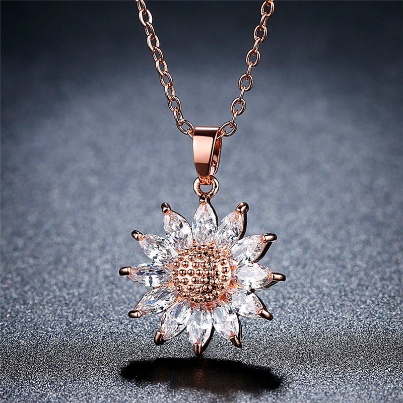 Lady Flower Copper Inlay Artificial Gemstones Necklace display picture 3