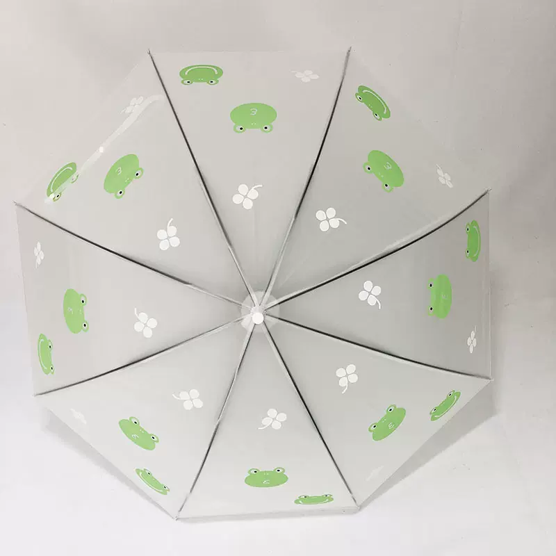 厂家批发透明磨砂长柄伞卡通可爱图案直柄伞小清新简约男女通用伞