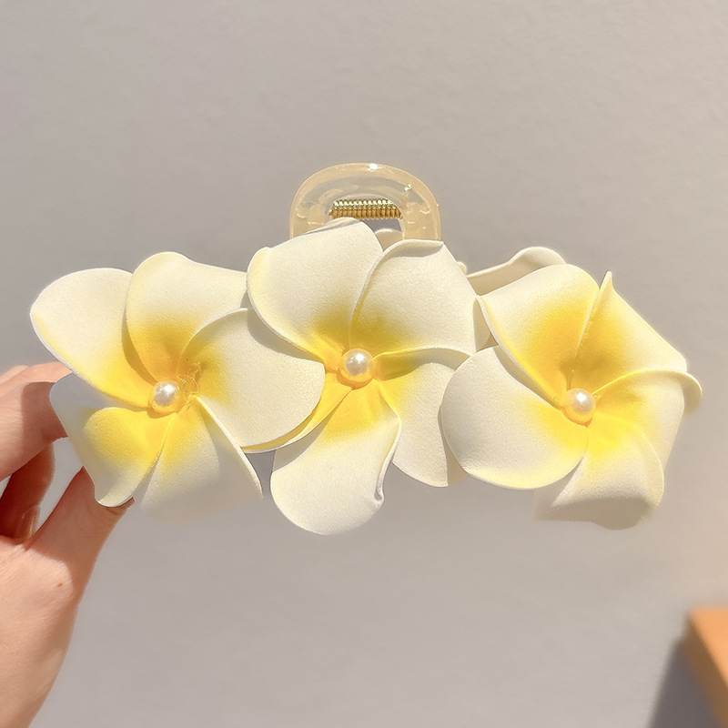 Clip de agarre de flor de plumón de perla, horquilla de flor de alta calidad femenina, horquilla, horquilla, horquilla, horquilla, horquilla, gran clip de tiburón, tocado