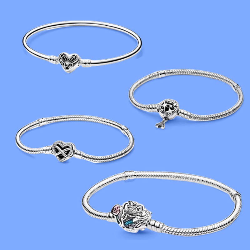 Europe and the United States cross-border supply jewelry Pan's new love bracelet silver heart-shaped bracelet girls shell clavicle chain