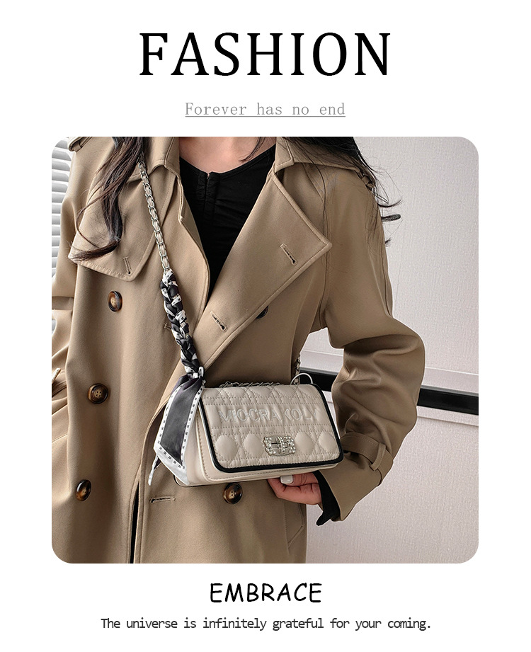 Borse da donna Nuovo stile trendy rombo ricamo filo piccola borsa quadrata borsa a tracolla singola di lusso leggera di fascia alta stile piccola fragranza_voghion.com