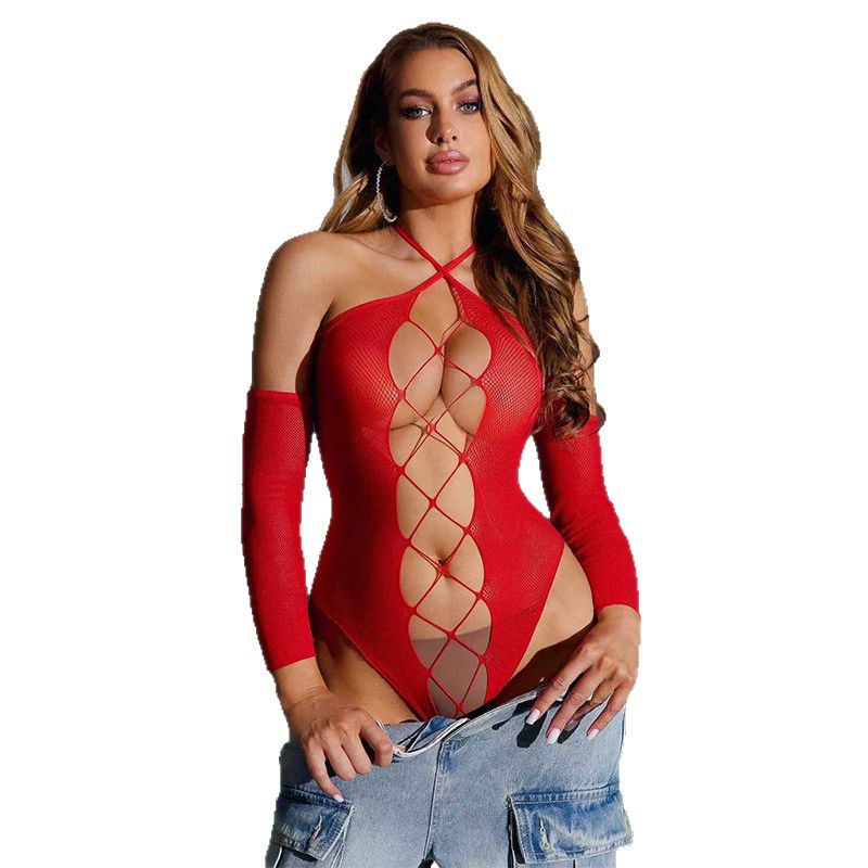 Bency Europa y Estados Unidos ropa interior de Navidad sexy bikini pareja ropa de malla sexy hueco dormido YD25709