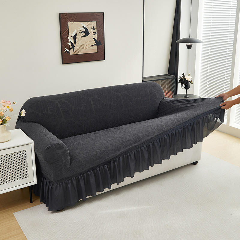 Four Seasons Universal Jacquard Skirt Woven Leaf Series Sofa Cover Simple Modern Elastic Anti Cat Scratch Cover_voghion.com