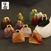 Organic carved small bag, pendant jade, agate crystal, jewelry, decorations