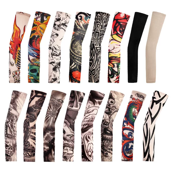Tattoo Sleeve Men's Flower Arm Sunscreen Sleeve Tattoo Ice Hand Sleeve Summer Riding Arm Sleeve Women's Driving Arm Sleeve