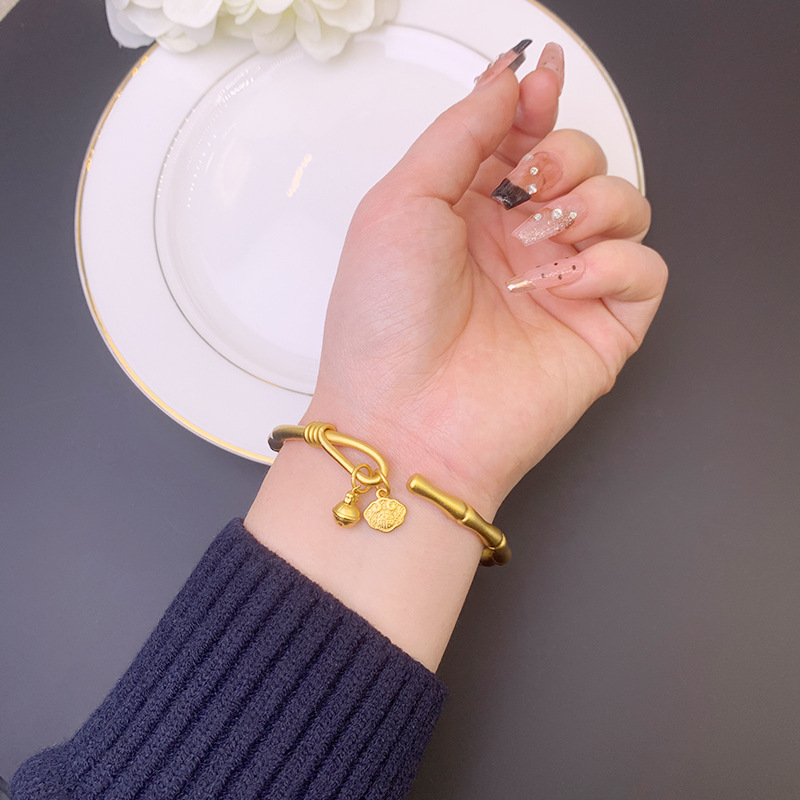 Nuevo brazalete de oro de arena vietnamita de bambú de la antigua ley, la cerradura de seguridad de la cerradura