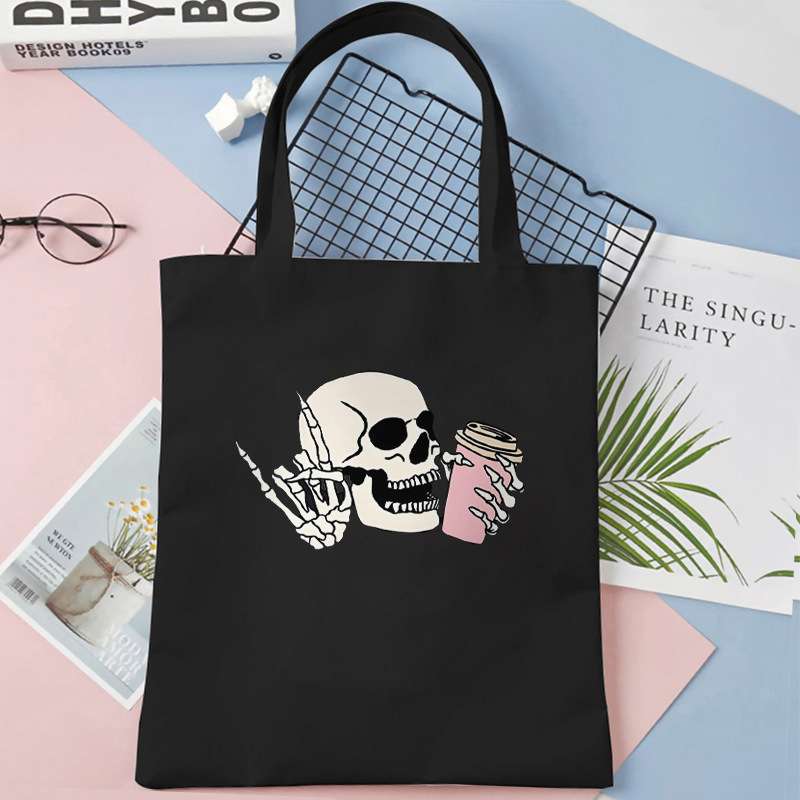 Halloween calavera impresa bolsa de lienzo 35 * 40 bolsa de gran capacidad para comprar bolsas de mano venta caliente transfronteriza 0902 - 8