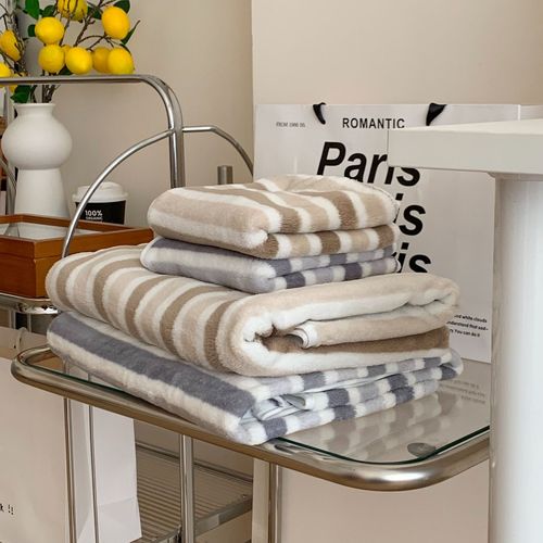 Classic striped bath towel household thickened absorbent towel adult wrap large towel quick-drying gentle contrasting color bathrobe towel