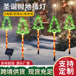 2025 Cross-Border New Product Green Christmas Tree Solar String Lights for Courtyard Lawn Christmas Atmosphere Lighting