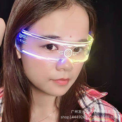 new pattern Colorful science and technology glasses science fiction Thunder God of War party bar Cross border LED luminescence Disco dancing equipment Christmas