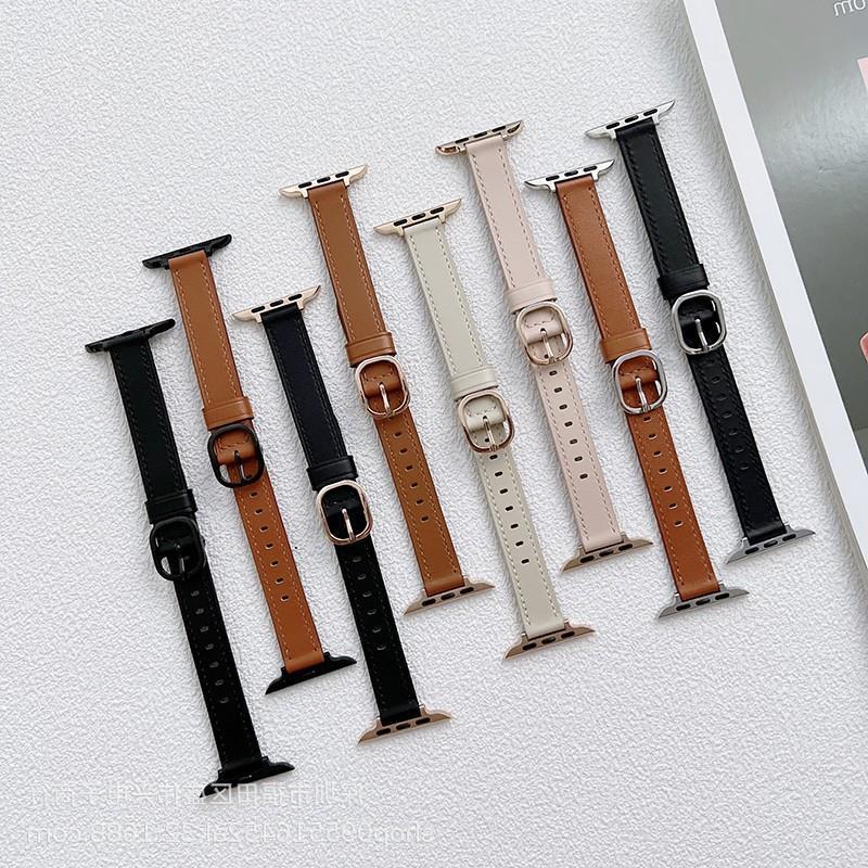 Suitable for applewatch7 watchband Apple Watch se/12345 generation leather watchband iwatch6 thin personality female