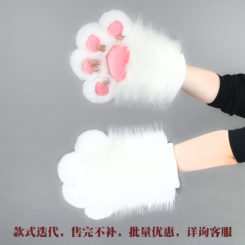 Guantes Sin Dedos de Garra de Gato de Felpa Térmicos para Cosplay y Eventos