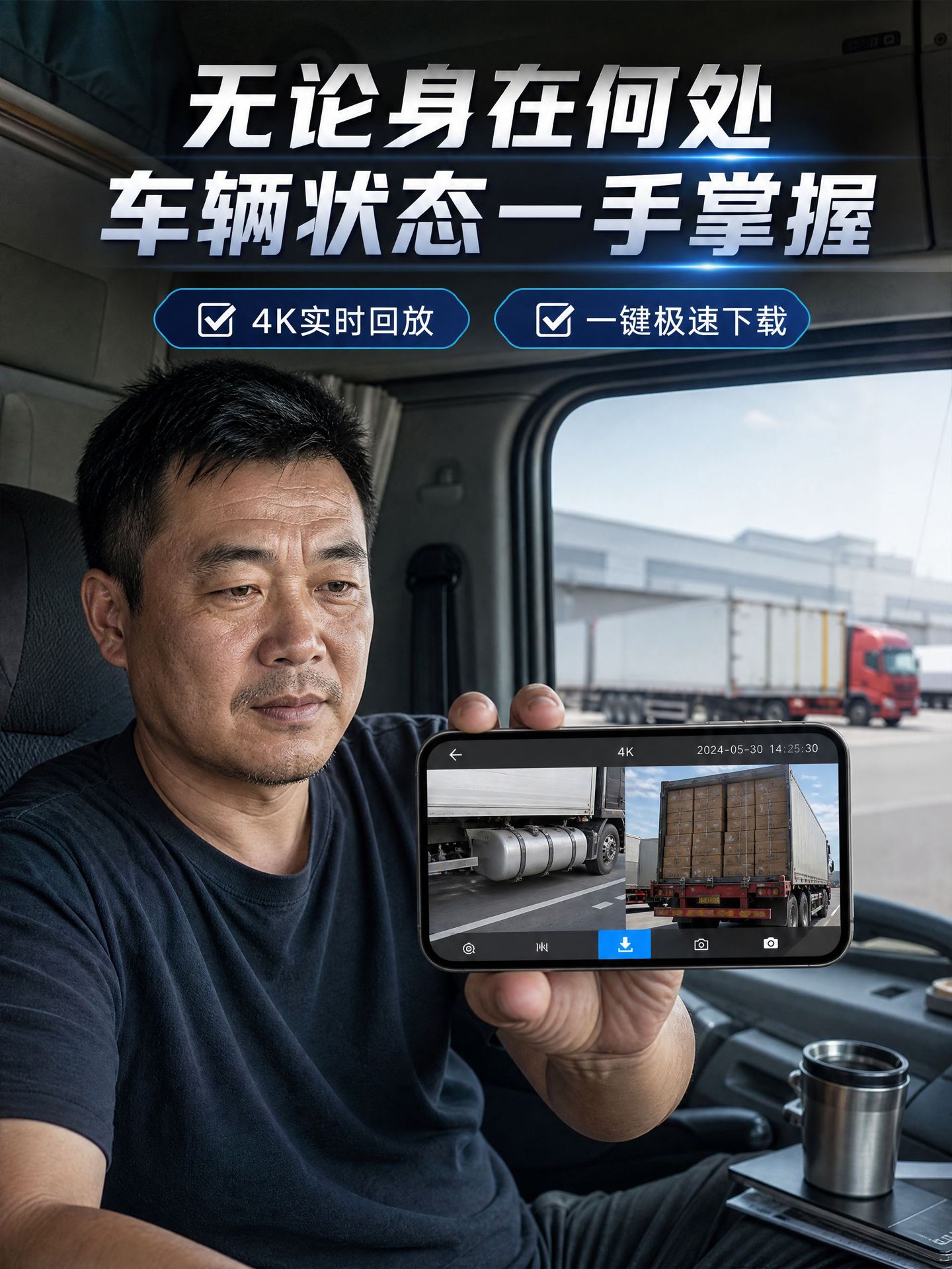 Truck heavy-duty remote surveillance camera with GPS positioning, intercom, and high-definition night vision driving recorder