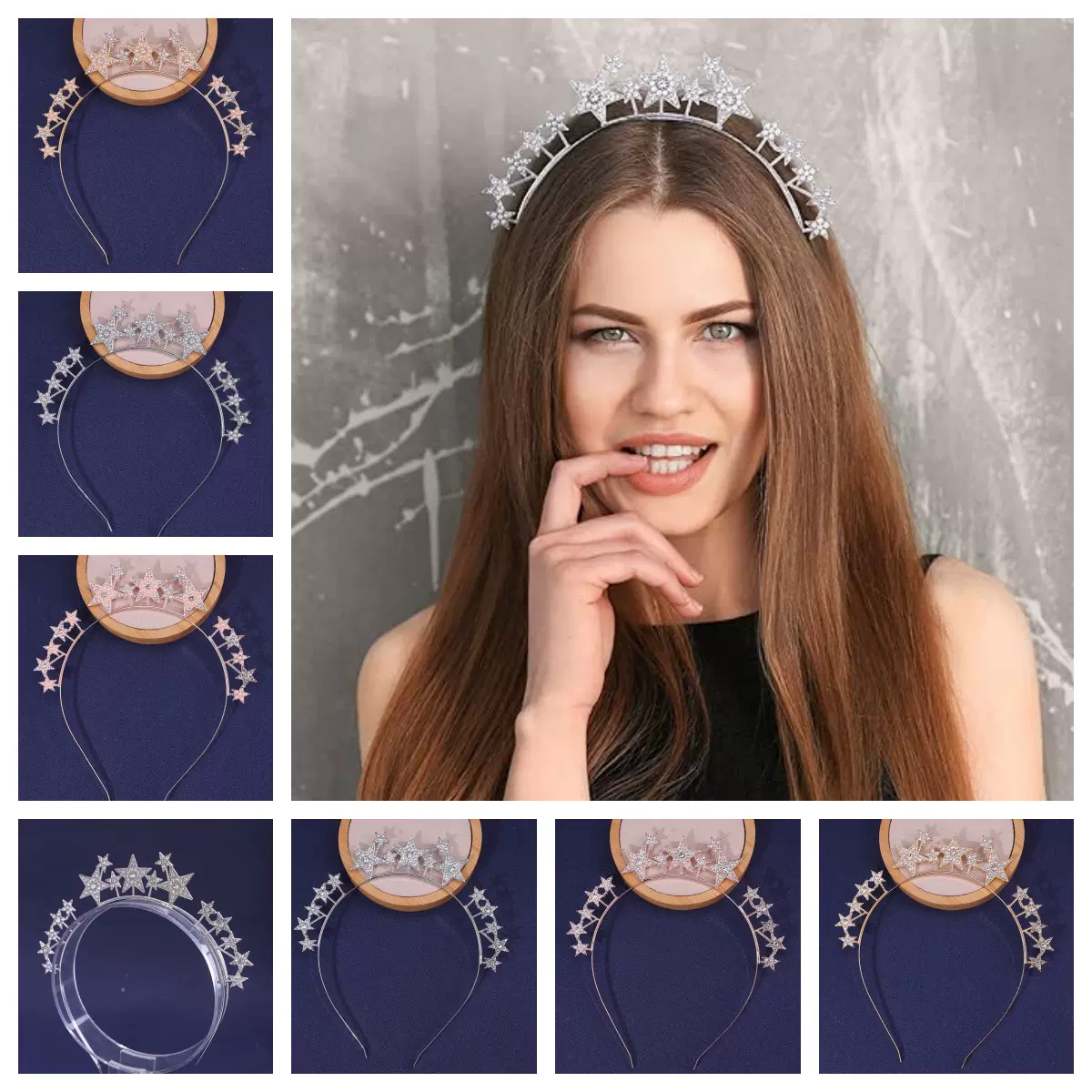 跨境热销星星发箍头饰派对公主合金造型发箍配饰婚礼新娘发带饰品