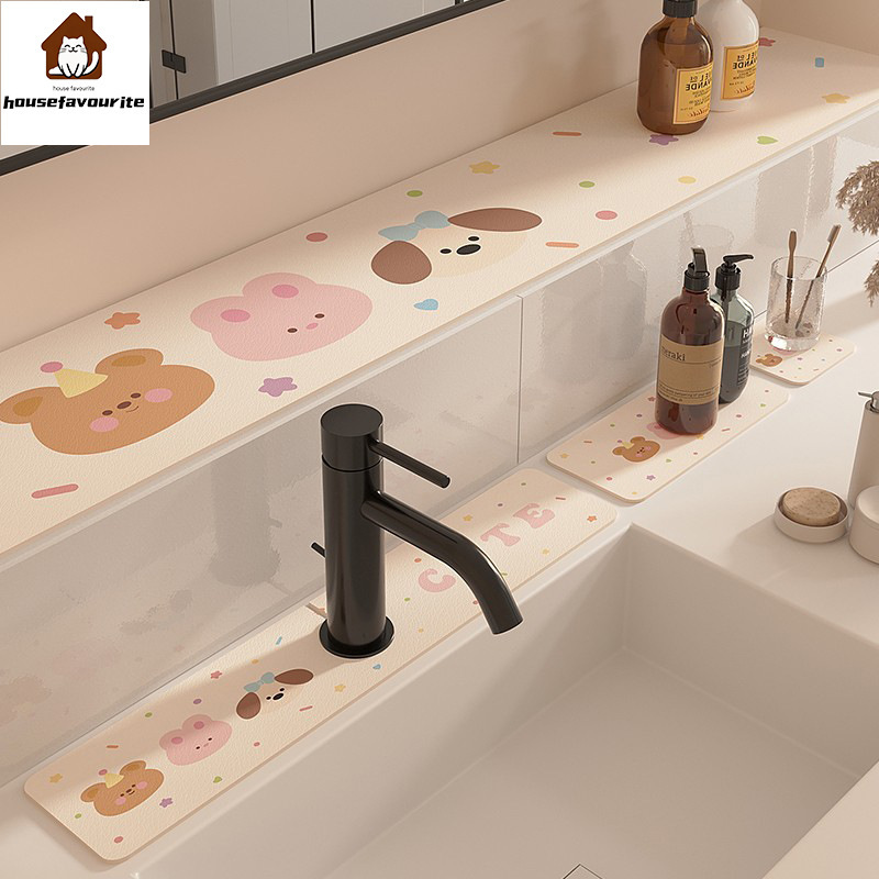 Cute and Fun Water-Absorbing Quick-Drying Mat for Home Bathroom Sink, Washbasin Drain Mat, Faucet Water Barrier Strip, Table Mat Cute and Fun Water-Absorbing Quick-Drying Mat for Home Bathroom Sink, Washbasin Drain Mat, Faucet Water Barrier Strip, Table Mat