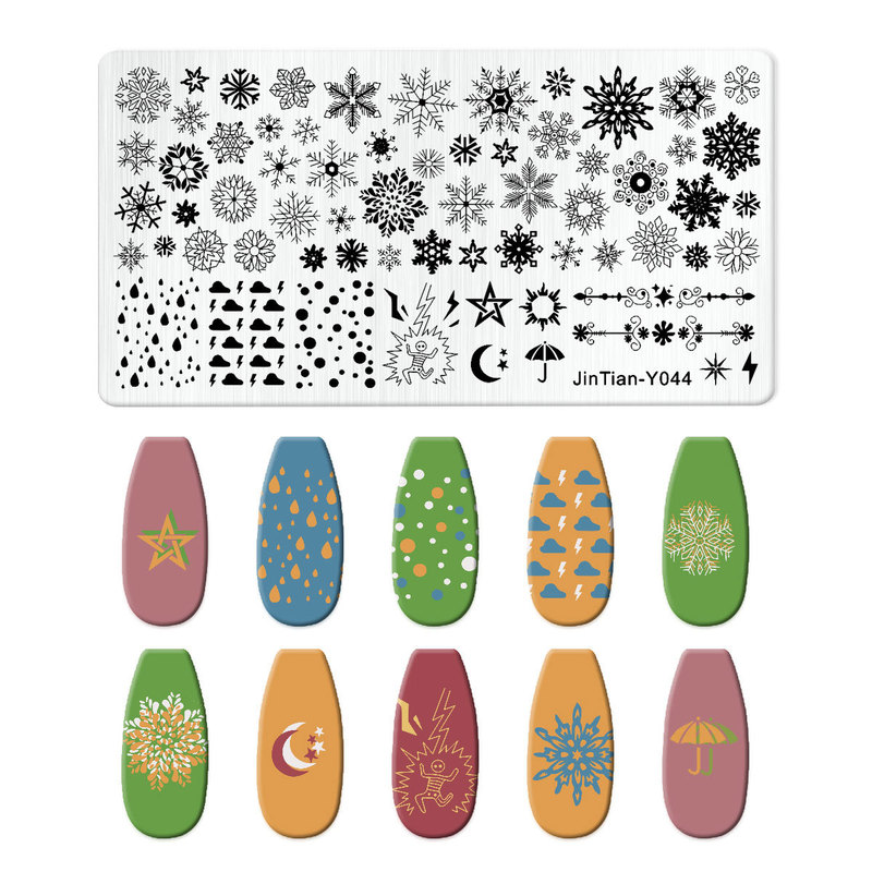 美甲印花钢板爆款雪花圣诞 NailSteelPlate转印指甲模板工具批发|undefined
