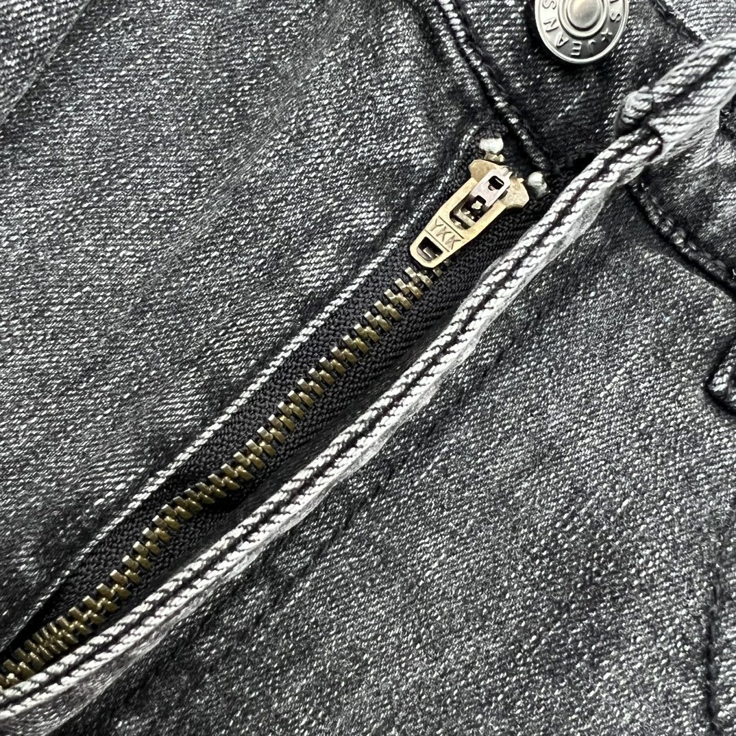 DC Retro Black Bamboo Cotton Flared Jeans High Version Faded Lightning Pattern for Men And Women mid Waist Straight Pants_mkmklike.com
