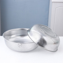 新款304不锈钢沥水篮 家用厨房淘菜洗米神器水果篮 带吊环密孔篮