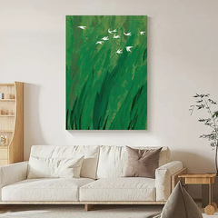 "Light Method Ancient Style Spring Green Living Room Decoration Painting High-End Living Room Wall Hanging Bedroom Artwork"