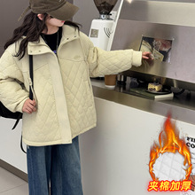女童棉服2025新款儿童加厚冬装保暖洋气夹棉绗线连帽棉衣外套棉袄