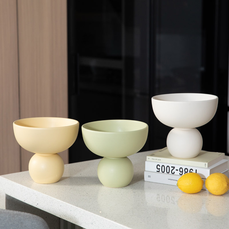 INS estilo crema de cerámica plato de fruta sala de estar mesa de café en casa merienda plato de caramelo recepción decoración suave