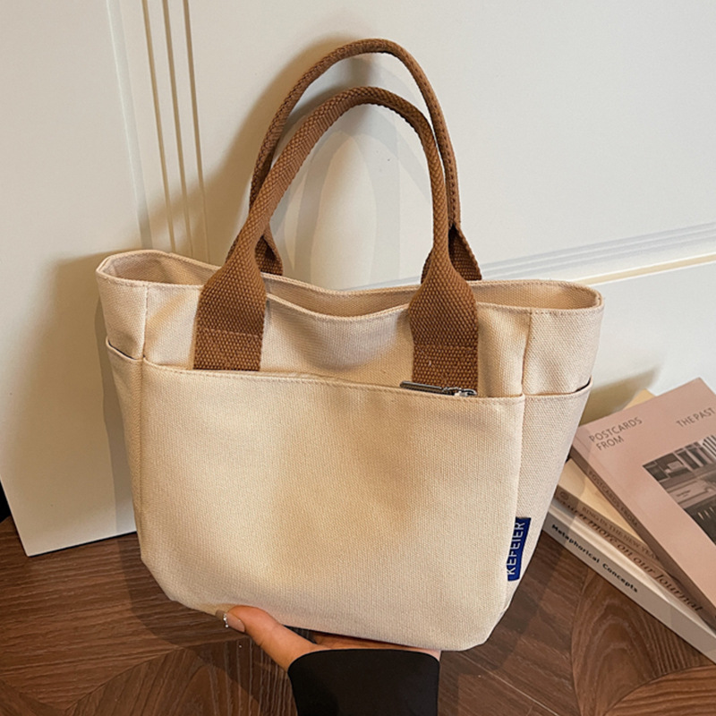 Borsa a secchiello in tela casual, borsa a spalla donna a tracolla_voghion.com