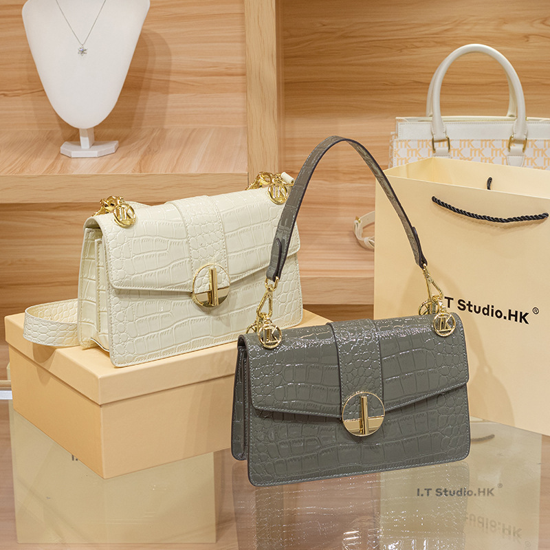 Hong Kong Genuine Leather Small Square Handbag For Women 2025 New Summer Luxury Underarm Bag Trendy Shoulder Crossbody Bag - Thumbnail 4