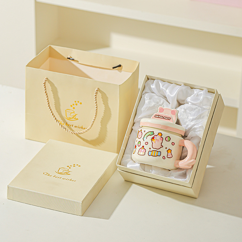 Linda caricatura linda mascota graffiti taza de animales oficina taza de agua de alto valor soporte para teléfono móvil taza de cerámica para estudiantes