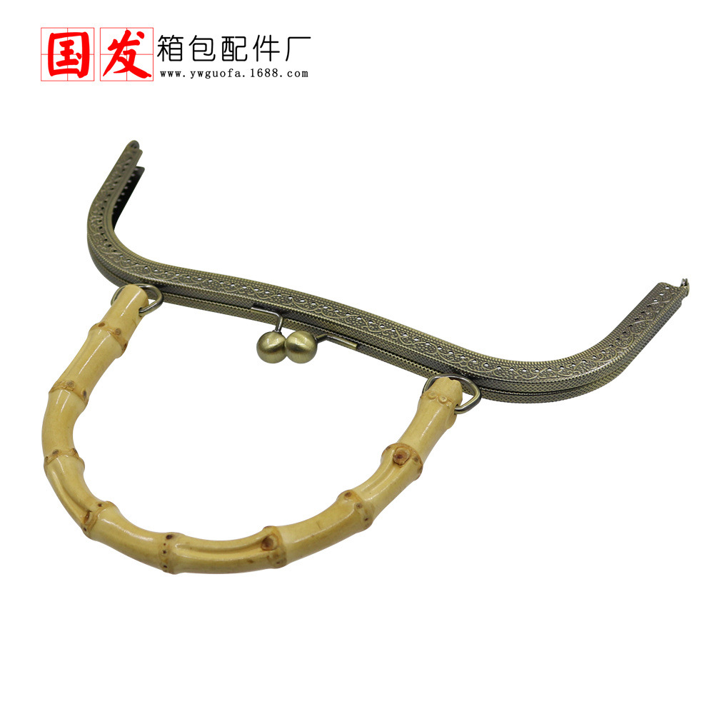 27CM cintura cóncava en forma de M mango de bambú real boca estenopeica dorada bambú natural mano mano mano mano boca bronce dorado