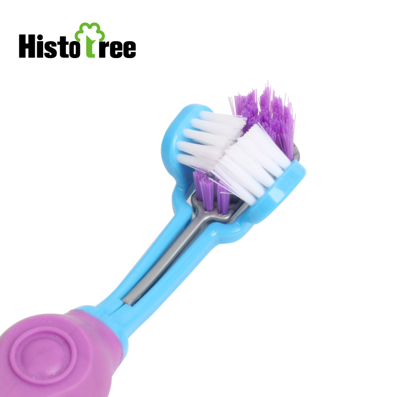Pet Toothbrush Dog Toothbrush Plastic Dog Toothbrush Oral Cleaning Three Sides Three Heads Toothbrush Pet Supplies Wholesale