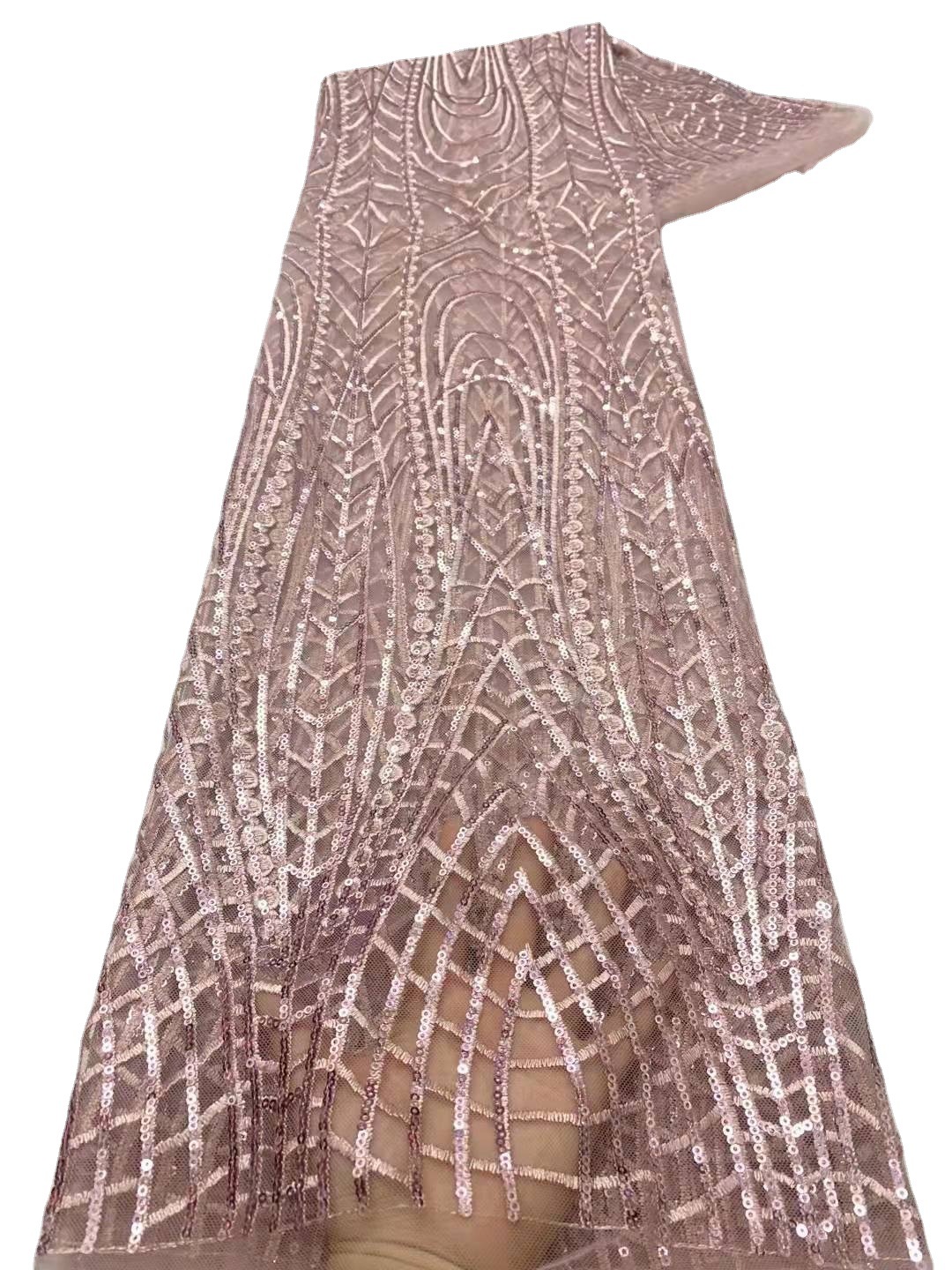 Clásico de alta gama popular de lentejuelas bordado de malla de perlas bordado exquisito vestido de flores vestido de novia de tela JX1746