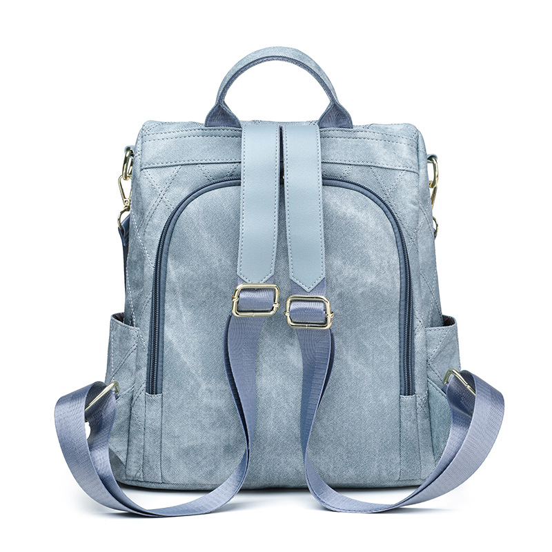 Mochila de bolso de mujer Lingge de moda 2024 nuevo estilo transfronterizo de cuero suave moda salvaje ocio viaje mochila de cercanías mujer