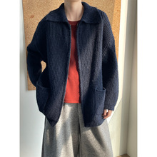 滔川     秋冬新款高级感翻领拉链针织毛衣女宽松软糯厚外套MB825