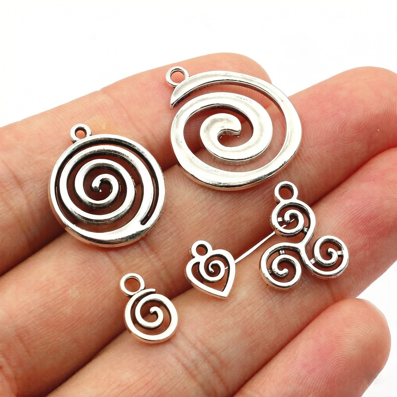 Alloy Swirl Circle Mosquito Coil Pendant DIY Jewelry Accessories Necklace Bracelet Charm